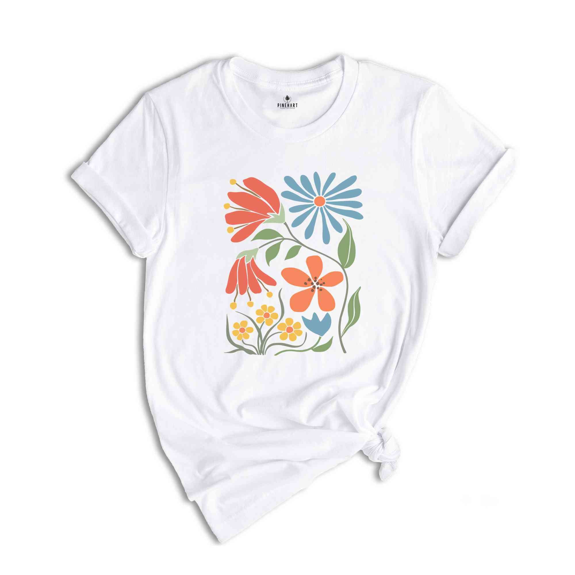 Boho Retro Flowers Tee, Boho Floral Tee, Spring Break Shirt, Summer Tee, Flowers Shirt, Gardener Gifts