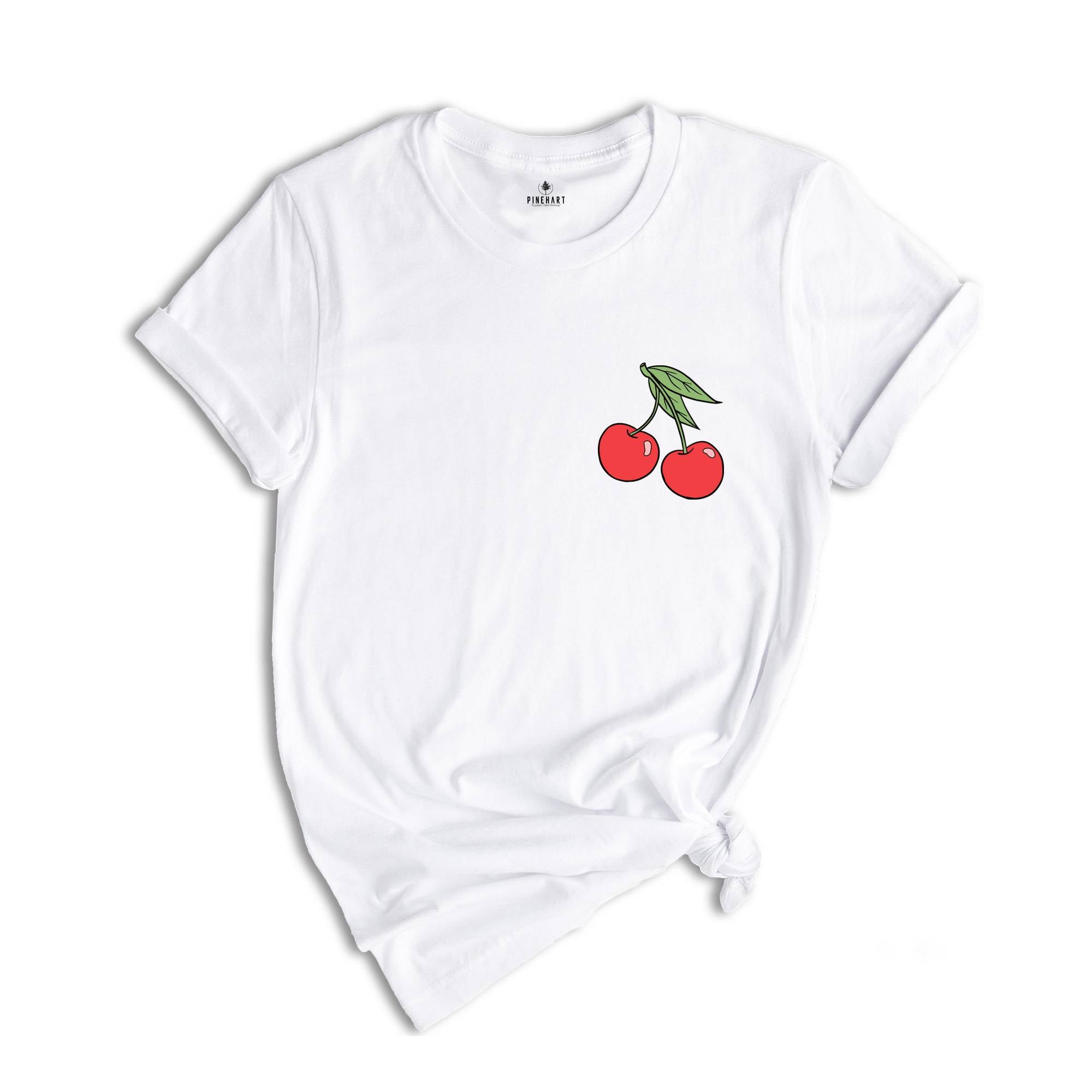 Pocketsize Cute Cherry Drawing Shirt, Cherries on the Pocket T-Shirt, Cute Cherry Drawing Tee, Cherry Shirt, Ripe Cherry Tee, Fruit Shirt