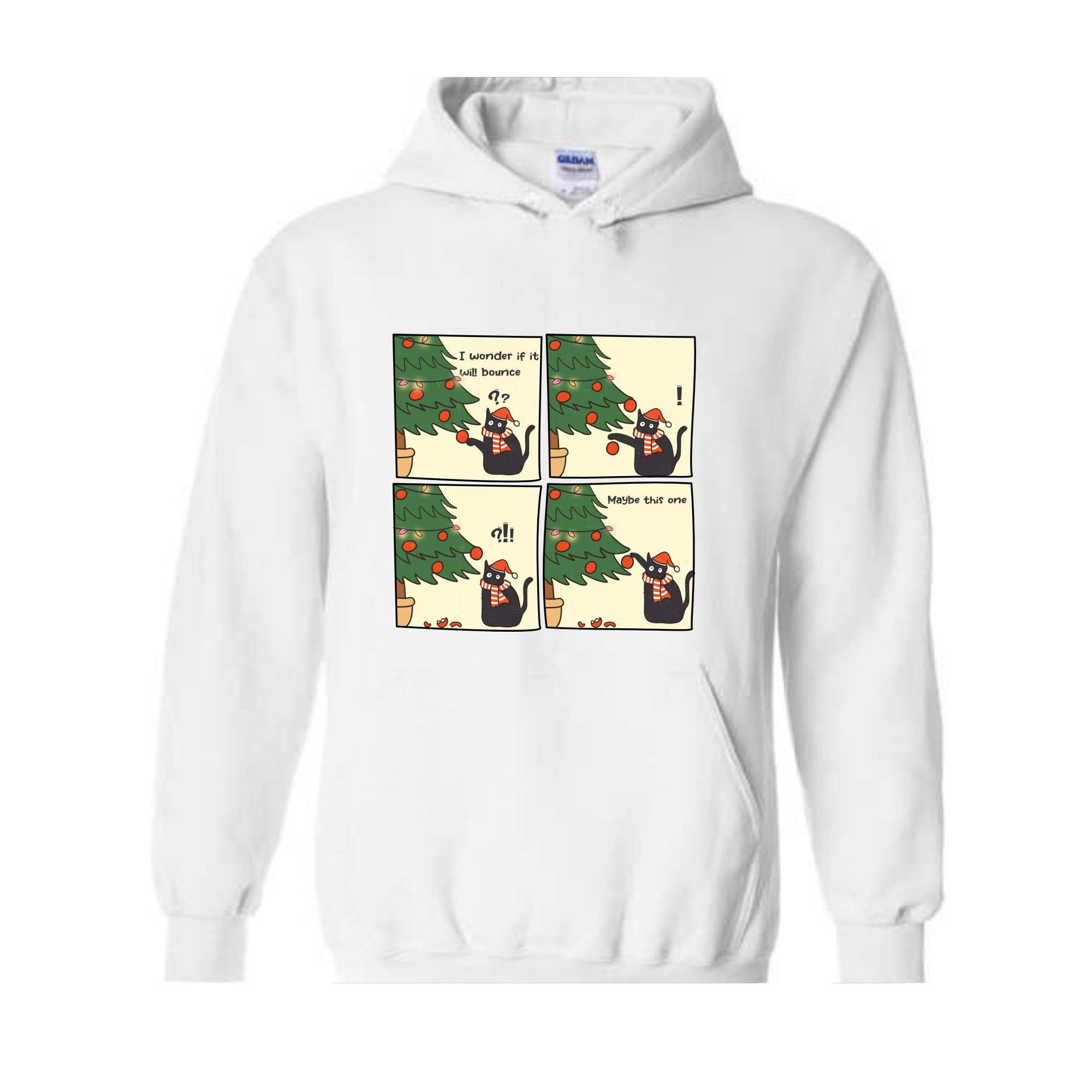 Funny Christmas Cat Hoodie, Christmas Hoodie, Funny Black Cat Sweater, Cat Lover Hoodie, Christmas Cat Hoodie