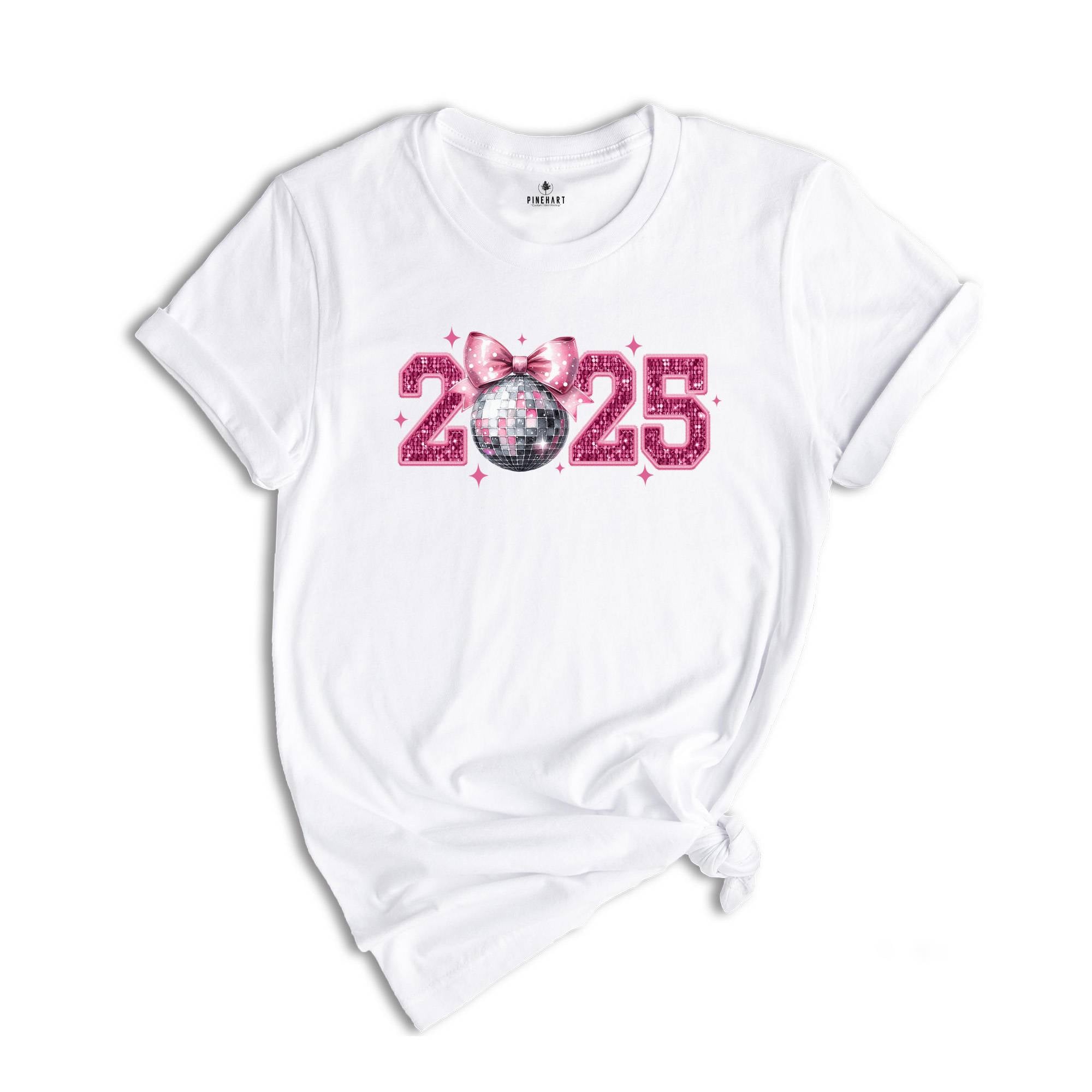 2025 New Years Shirt, Disco Ball T-Shirt, Disco Bow Shirt, Happy New Year 2025 Shirt, Happy New Year Tee