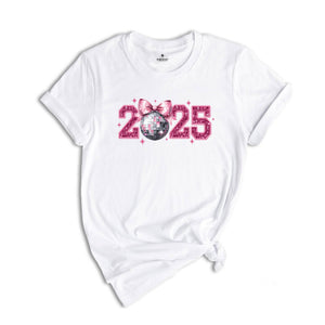 2025 New Years Shirt, Disco Ball T-Shirt, Disco Bow Shirt, Happy New Year 2025 Shirt, Happy New Year Tee