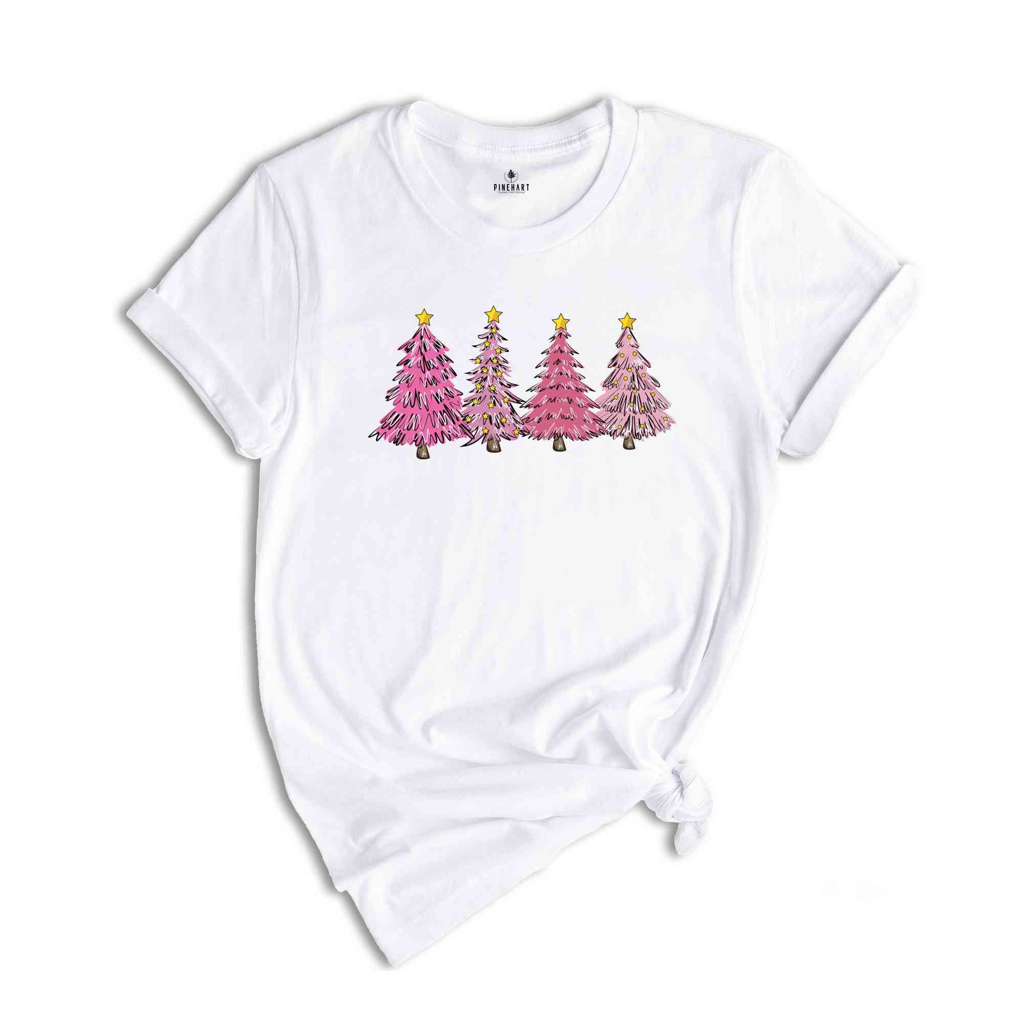 Pink Christmas Tree Shirt, Xmas Trees Shirt, Gift for Christmas, Cute Christmas Shirt, Christmas Party Tee