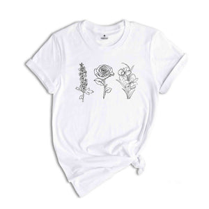 Custom Birth Flower Of Children T-Shirt, Birth Month T-Shirt