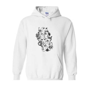 Line Art Sweatshirt, Boho Artline Hoodie, Retro Sweatshirt, Inspirational Sweater, Floral Sweatshirt, Snakes Sweatshirt, Scorpion Sweatshirt