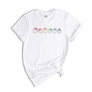 Rainbow Strawberries Shirt, Strawberrie Shirt, Motivational Shirt, Rainbow Heart Shirt, Lgbt Pride Shirt, Pride Parade Shirt