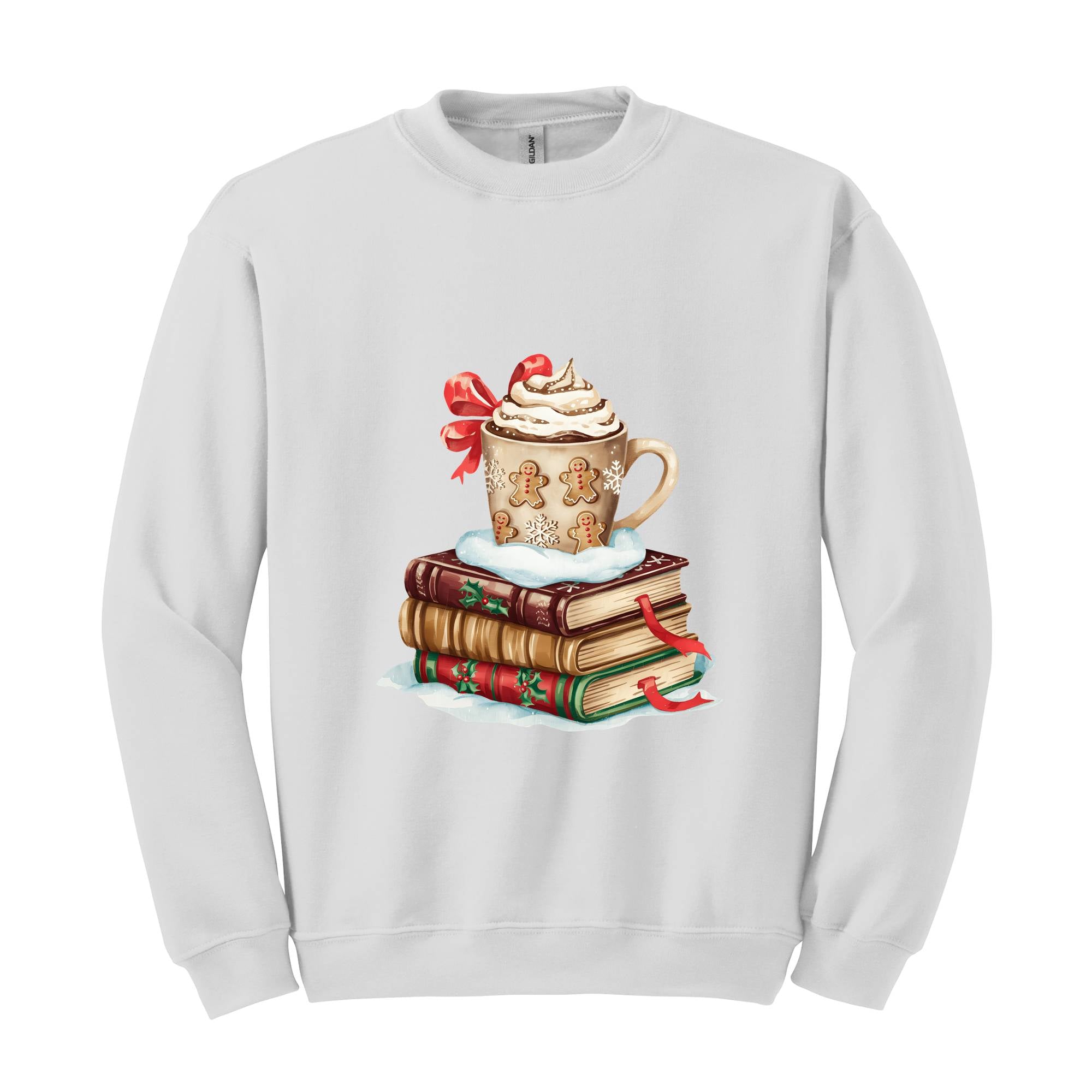 Christmas Book and Coffee Sweatshirt, Christmas Teacher Sweater, Bookish Sweater, Coquette Book Christmas Hoodie