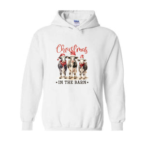 Christmas In The Barn Sweatshirt, Christmas Sweatshirt, Christmas Cow Sweatshirt, Christmas Gifts, Christmas Sweater