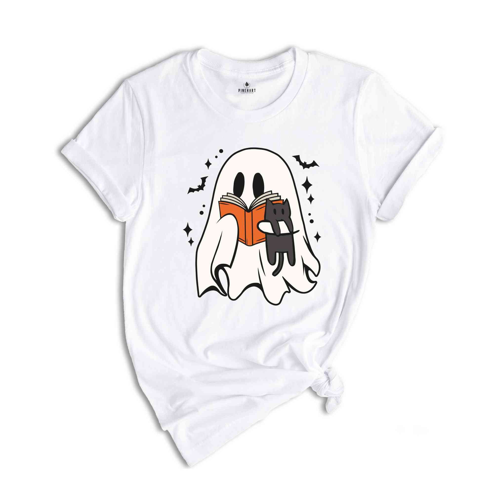 Cute Bookish Ghost Shirt, Boo Shirt, Halloween Librarian Shirt, Spooky Season Shirt, Bookworm Gift, Ghost Reading Book Shirt, Spooky Shirt