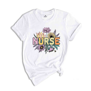 Nurse Flower Shirt, Gift For Nurse, Nursing Student Shirt, Registered Nurse, Graduation Shirt, Nursing School Tee, RN Tee, Nurse Shirt