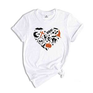 Love Halloween Shirt, Heart Halloween Shirt, Spooky Halloween Shirt, Cool Halloween Party Shirt, Cute Halloween Shirt, Halloween Lover Shirt