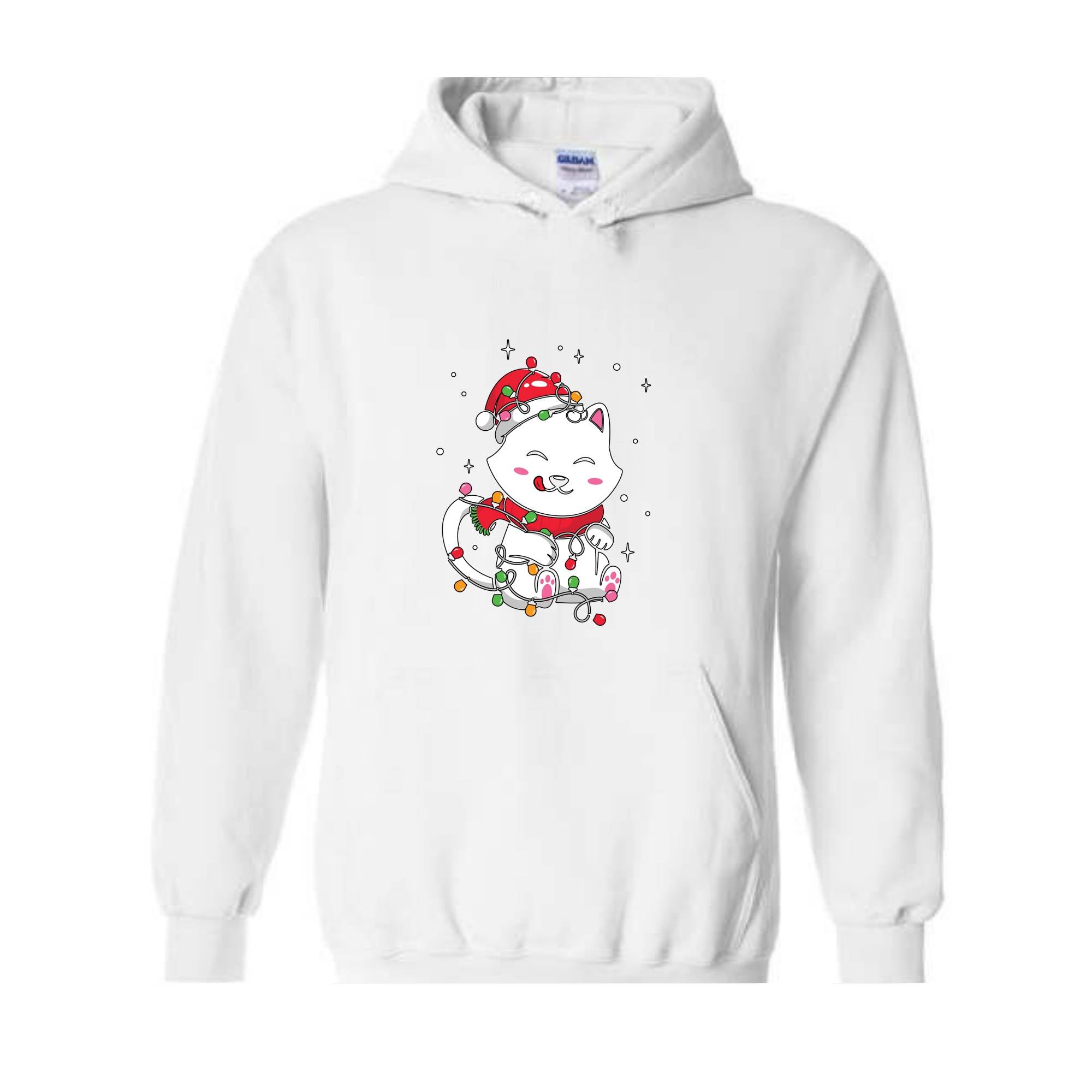 Christmas Lights Cat Sweatshirt, Christmas Cat Mom, Cat Lover Sweatshirt, Meowy Christmas Sweater, Santa Cat Hoodie