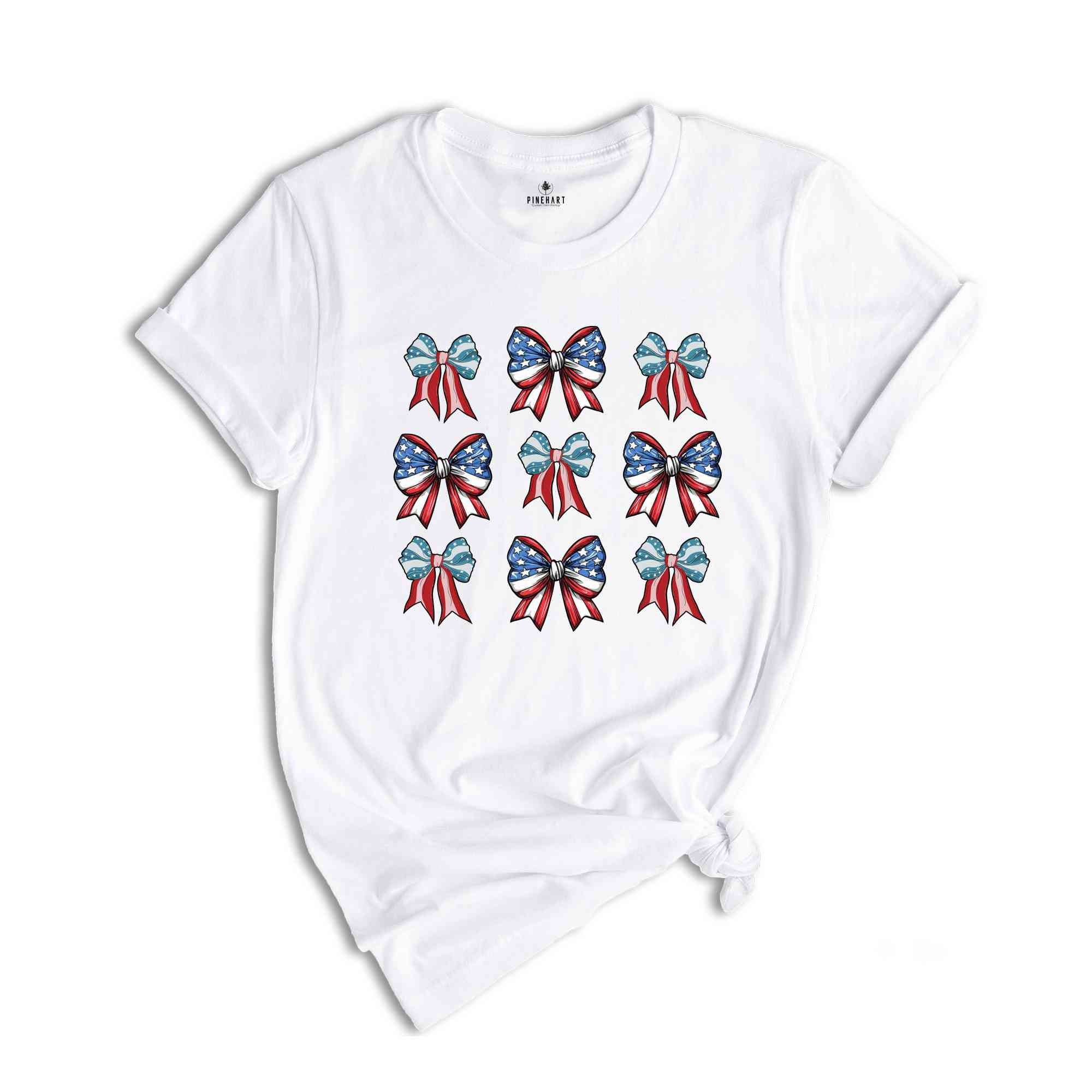 4th of July Shirt, Coquette Shirt, Bow Shirt, Ribbon Shirt, American Flag Shirt, Independence Day Shirt, Patriotic Shirt, USA Shirt