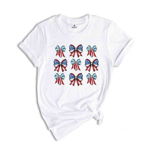 4th of July Shirt, Coquette Shirt, Bow Shirt, Ribbon Shirt, American Flag Shirt, Independence Day Shirt, Patriotic Shirt, USA Shirt