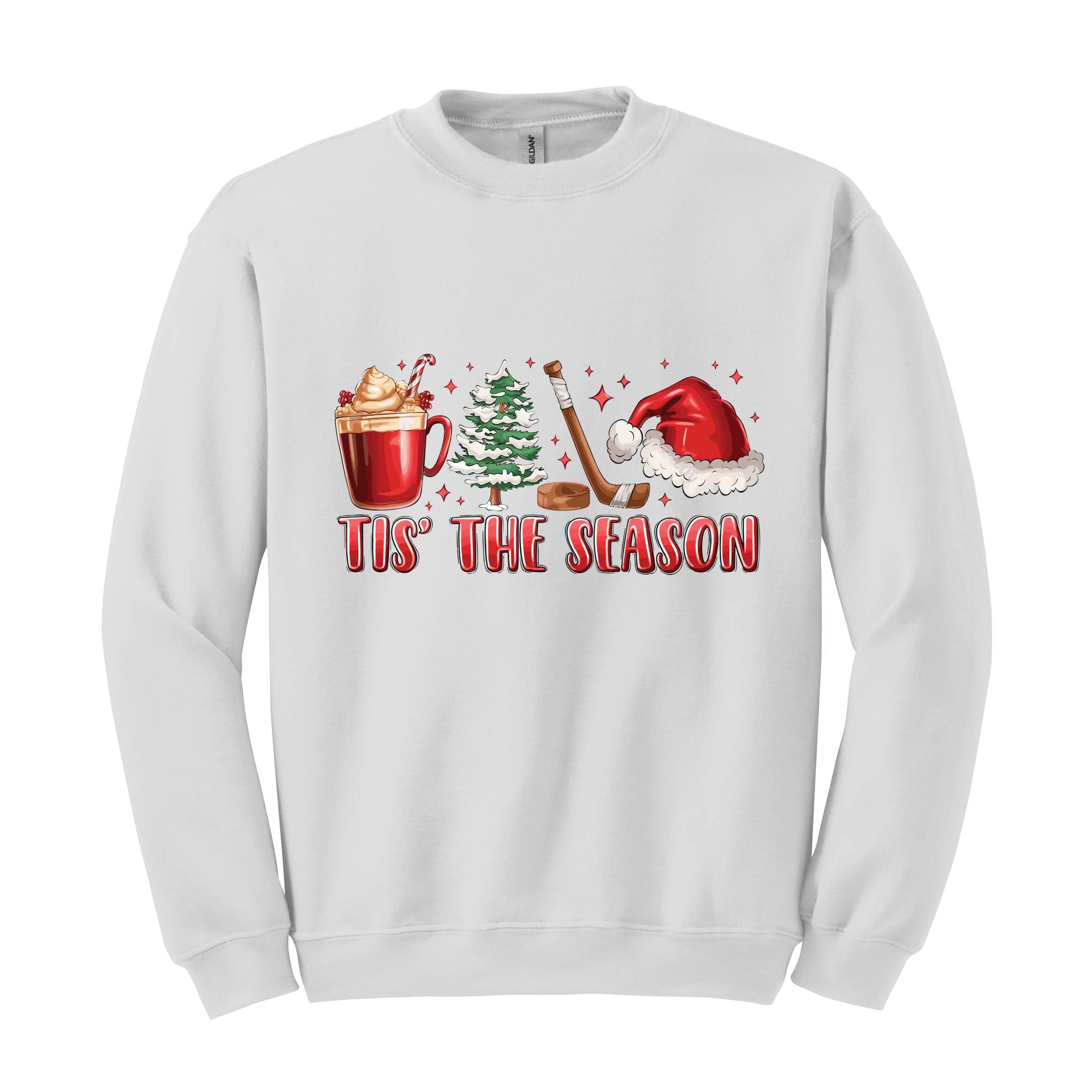 Tis The Season Hockey Sweatshirt, Winter Hockey Sweatshirt, Christmas Sports Sweatshirt, Holiday Hockey Sweatshirt, Cozy Hockey Sweatshirt