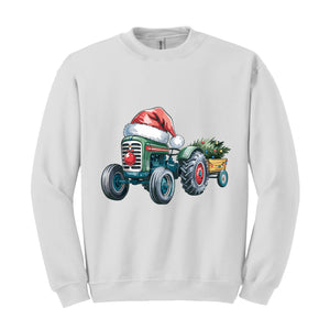 Tractor Christmas Sweatshirt, Christmas Boy Sweater, Santa Kids Shirt