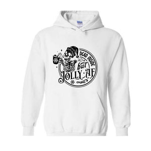 Dead inside but jolly AF Sweatshirt, Skeleton Christmas Sweatshirt, Skull Santa Claus Sweater, Funny Christmas Sweatshirt