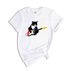 Cat Playing Guitar Shirt, Funny Guitar Shirt, Funny Cat Shirt, Music Shirt, Cat Lovers Shirt, Rock Cat Shirt, Vintage Cat Shirt