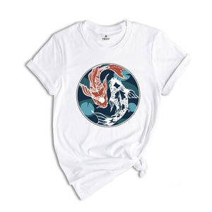 Japanese Street Wear, Japanese Art T-Shirt, Koi Fish Tee, Japanese Koi Fish, Yin Yang Art Drawing Shirt, Cute Animal Gift