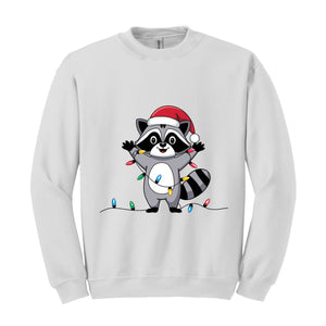 Christmas Raccoon Sweatshirt, Christmas Sweatshirt, Cute Raccoon Sweat, Funny Animal Shirt