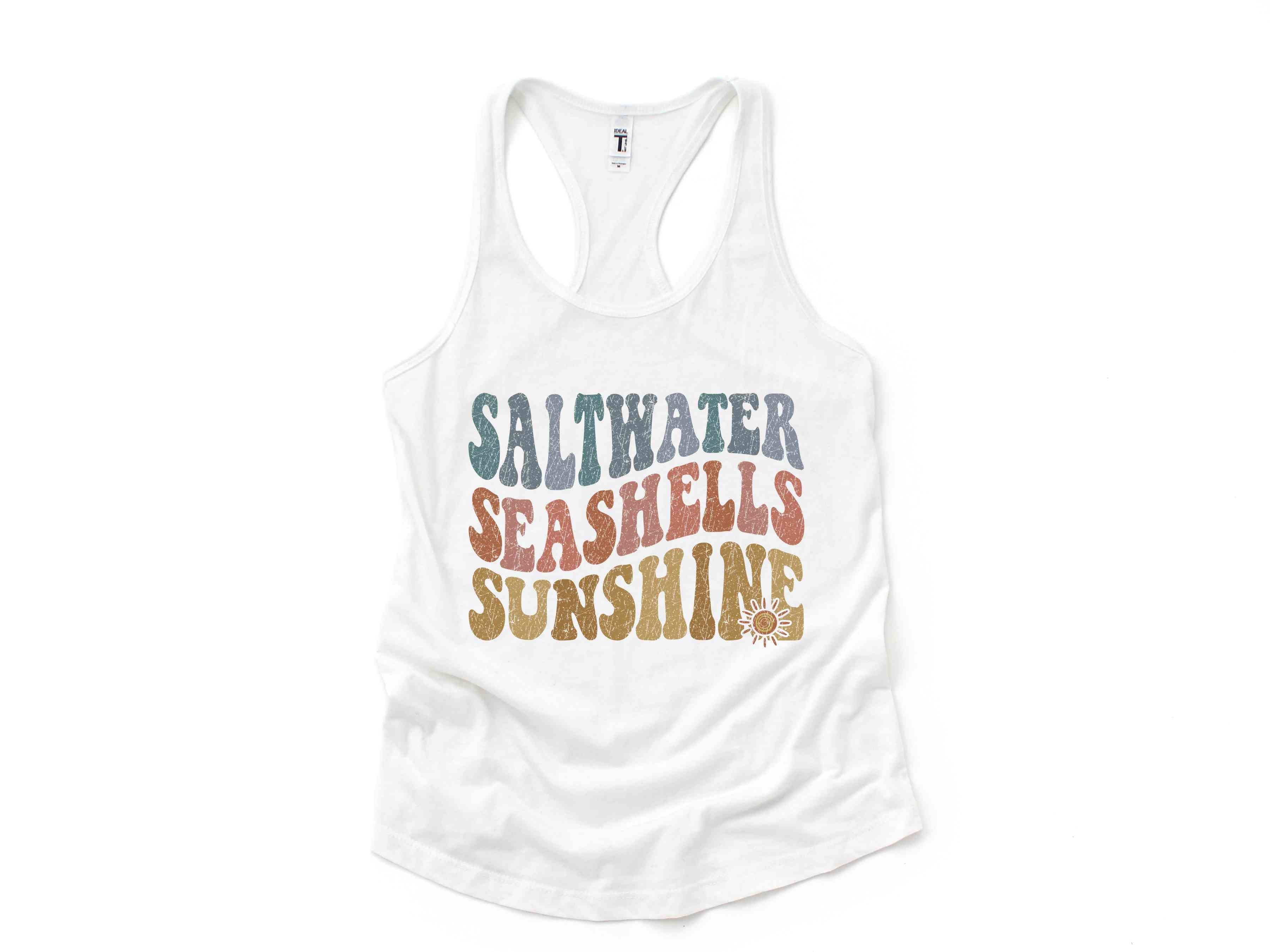 Saltwater Seashells Sunshine Tank Top, Hello Summer, Travel Tee, Summer Clothing, Sunshine Shirt, Beach Top, Summer Tank Tops, Beach Vibes