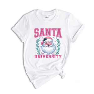 Santa University Shirt, Pink Christmas Shirt, Santa Face Shirt, Cute Christmas Shirt, Women's Christmas Shirt, Christmas Gift, Xmas Tee