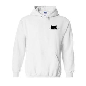 Cat Sweatshirt, Cute Cat Hoodie, Black Cat Shirt, Cat Peeking T-Shirt, Womens Funny Sweatshirt, Gift for Cats Lover, Cat Mom Tee