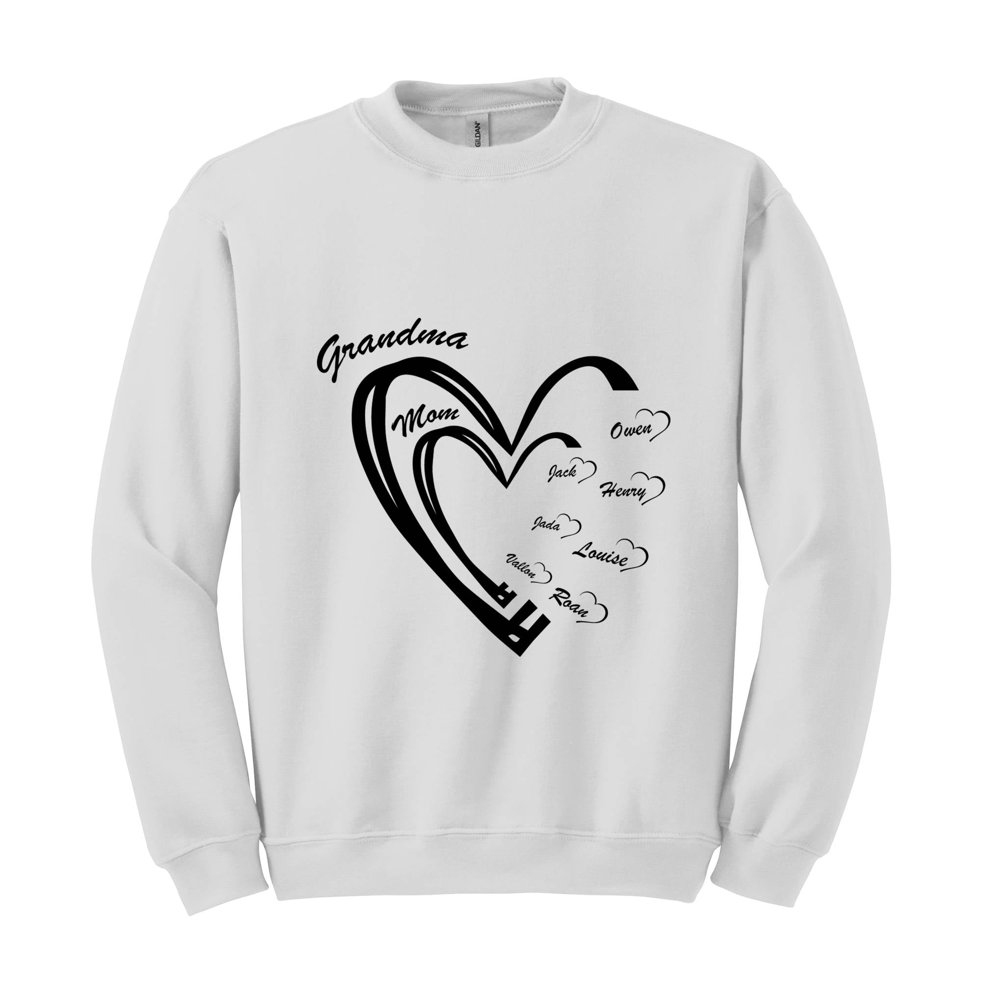 Custom Grandma Heart Sweatshirt, First Time Grandma Sweatshirt, kids Names , Godmerch Sweatshirt, Mother's Day