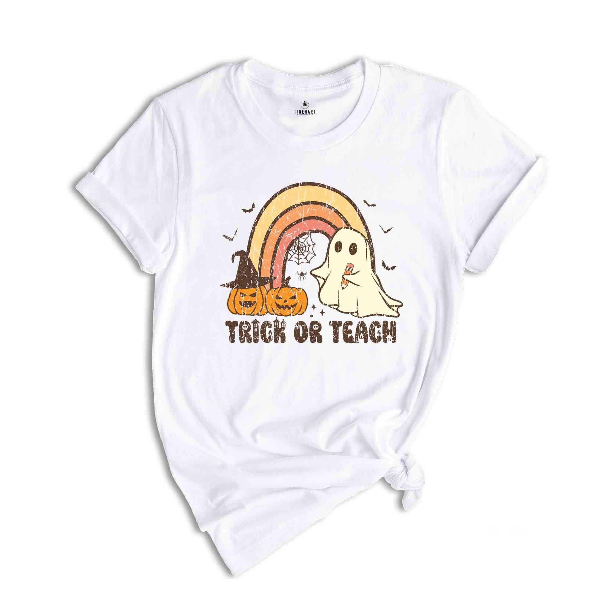 Trick Or Teach T-Shirt, Teacher Halloween Shirt, Spooky Teacher Tee, Teacher Gifts, Funny Teacher Ghost Shirt, Halloween Gifts