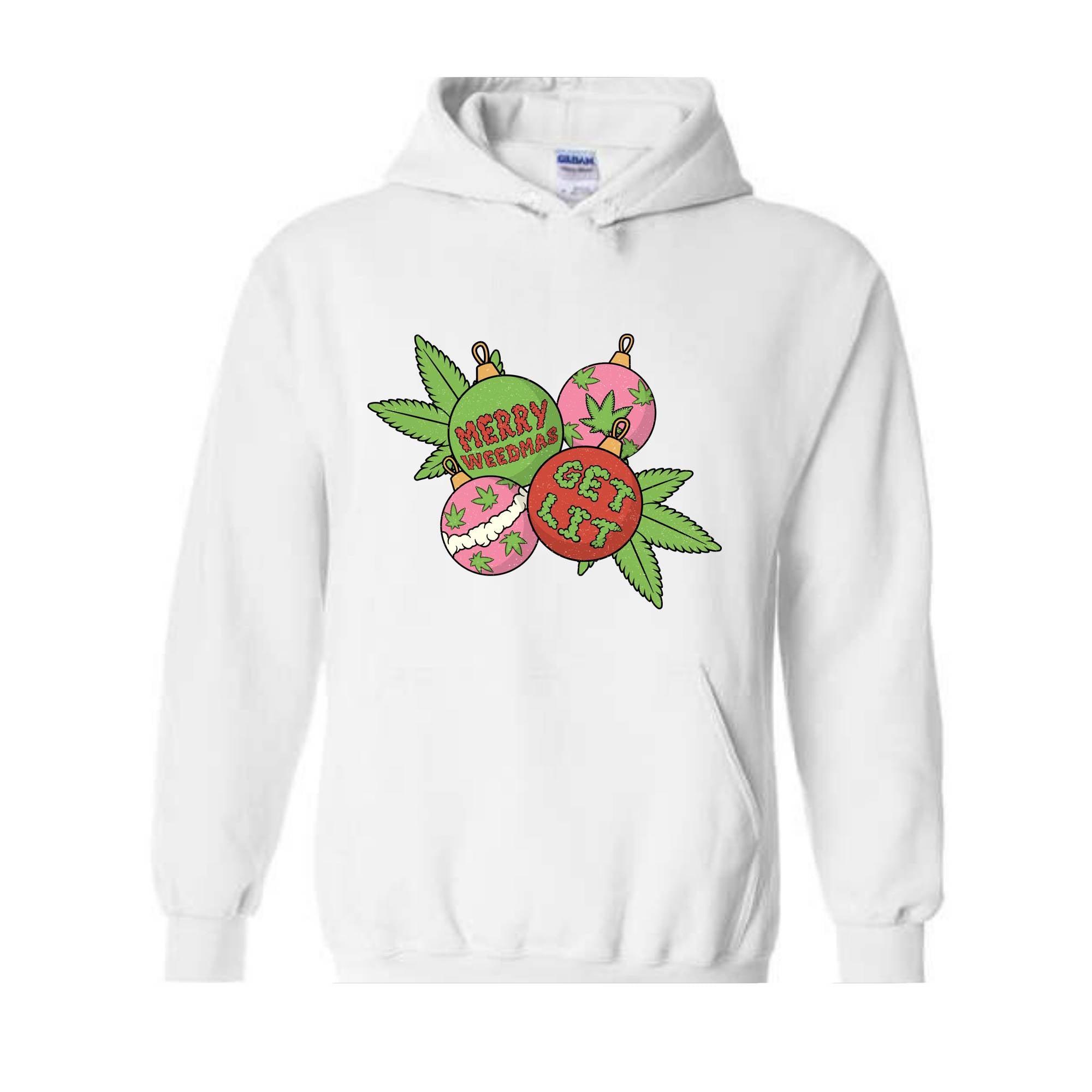 Merry Weedmas Get Lit Sweatshirt, Merry Weedmas Sweatshirt, Christmas Gift, Smoke Weed Sweatshirt, Christmas Sweatshirt