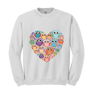 Owl Heart Sweatshirt,  Bird Nerd , Birdwatching , Birding Lover Tee, Ornithologist