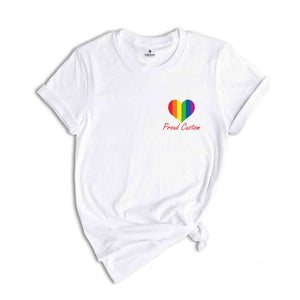 Custom Pride Flag Heart Shirt, Personalized Proud Shirt, LGBTQ Pride Shirt, Pide Month Shirt, Rainbow Flag Tee