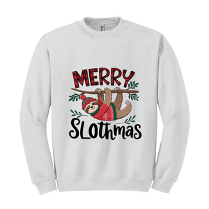 Merry Slothmas Sweatshirt, Trendy Christmas Hoodie, Funny Christmas Sweater, Sloth Lover Gift, Sloth Christmas Hoodie