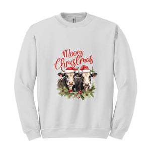 Mooey Christmas Sweatshirt, Christmas Sweatshirt, Christmas Gifts, Christmas Cow Sweatshirts, Christmas Animal Sweatshirt