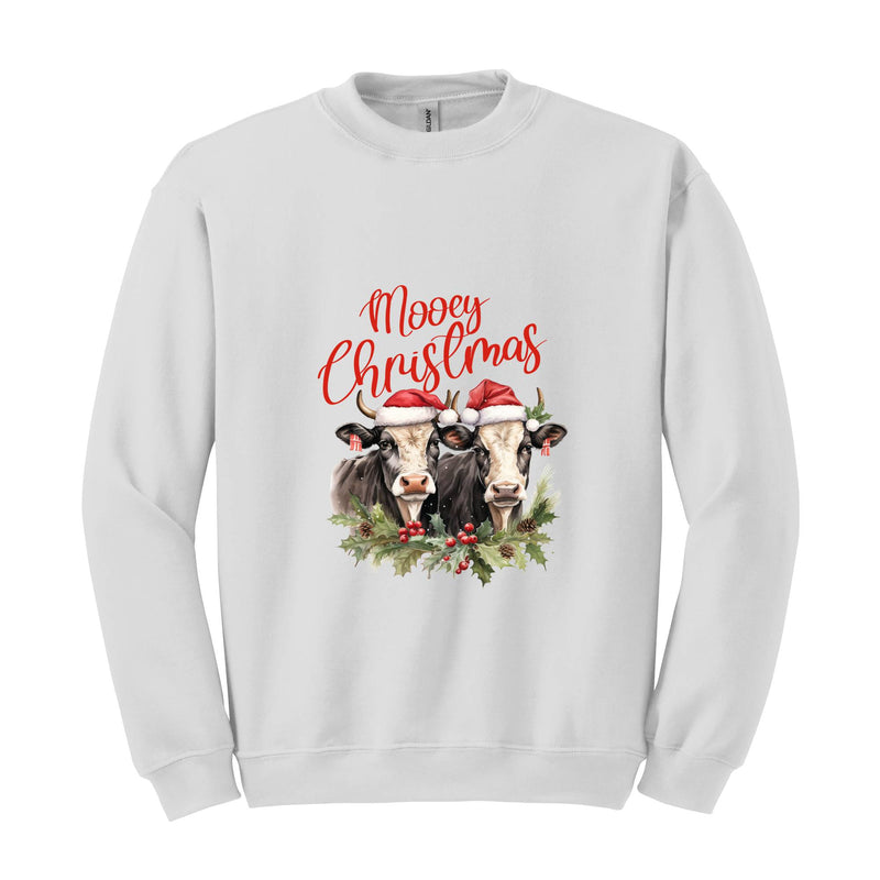 Mooey Christmas Sweatshirt, Christmas Sweatshirt, Christmas Gifts, Christmas Cow Sweatshirts, Christmas Animal Sweatshirt