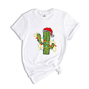 Cute Christmas Cactus Lights T-Shirt, Cactus Christmas Tree Tee, Christmas Reunion Shirt, Christmas Costume, Gardener Tee