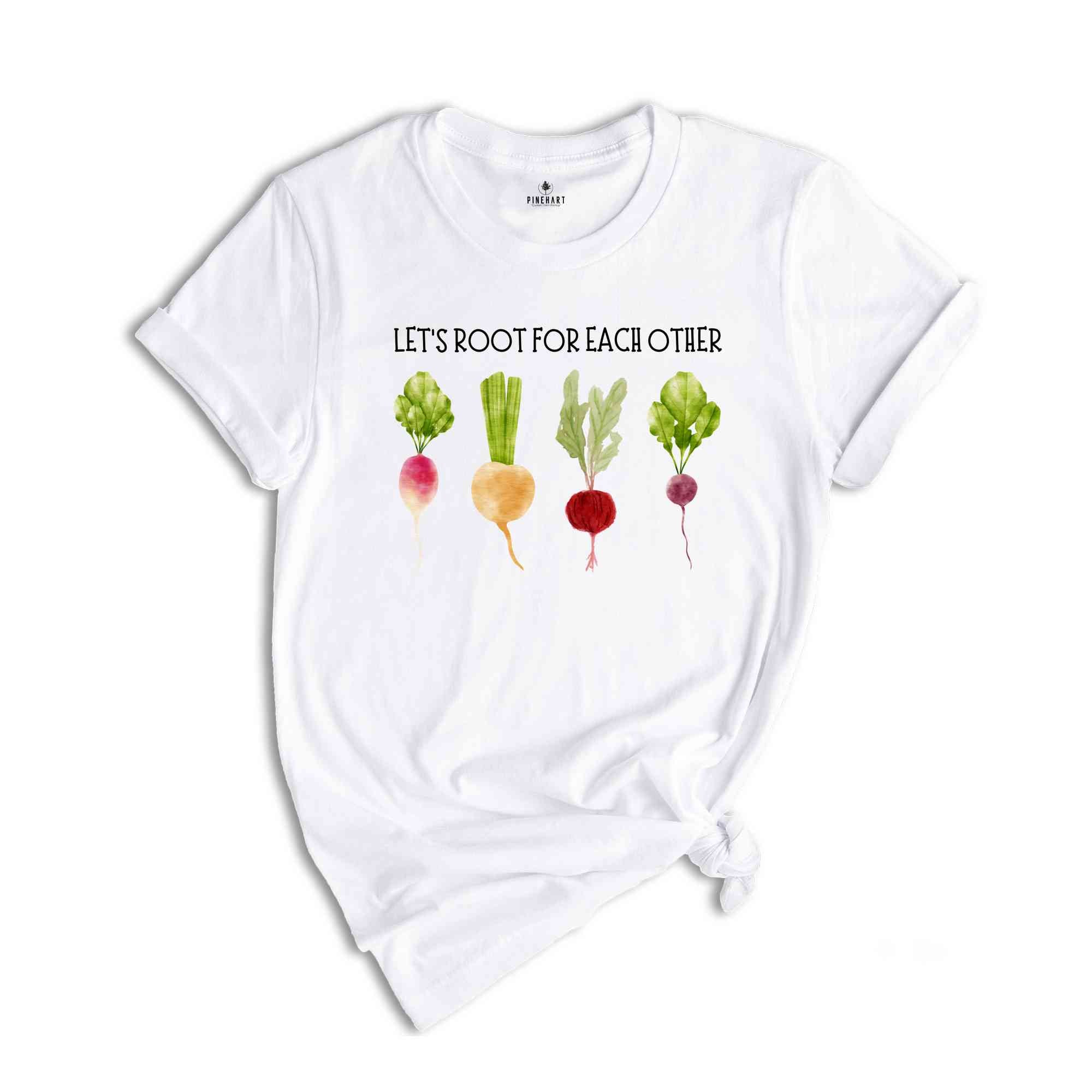 Lets Roots For Each Other Vegetable Shirt, Uplifting Tshirt, Gardening Tee, Turnip Gift, Carrot Outfit, Black Carrot Tee