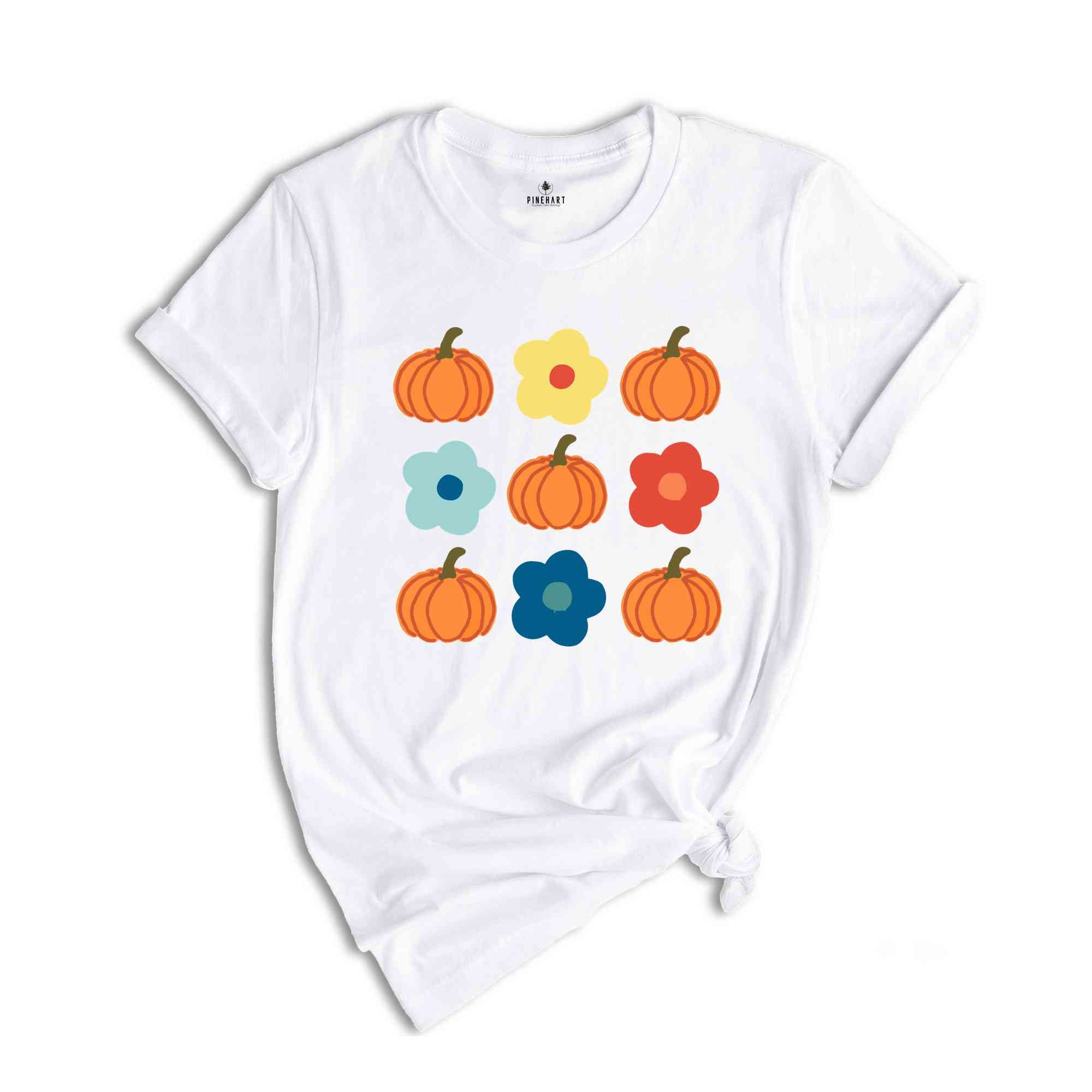 Vintage Floral And Pumpkin Shirt, Retro Halloween Shirt, Custom Shirt, Floral Pumpkin T-Shirt, Cute Fall Shirt