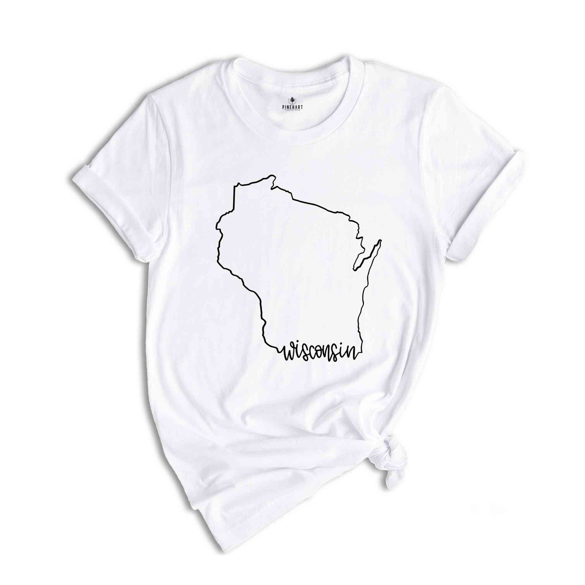 Wisconsin State Shirts, Wisconsin State Map Shirt, Wisconsin Travel Gifts, Wisconsin Clothing, Wisconsin Sweatshirt, Wisconsin Apparel