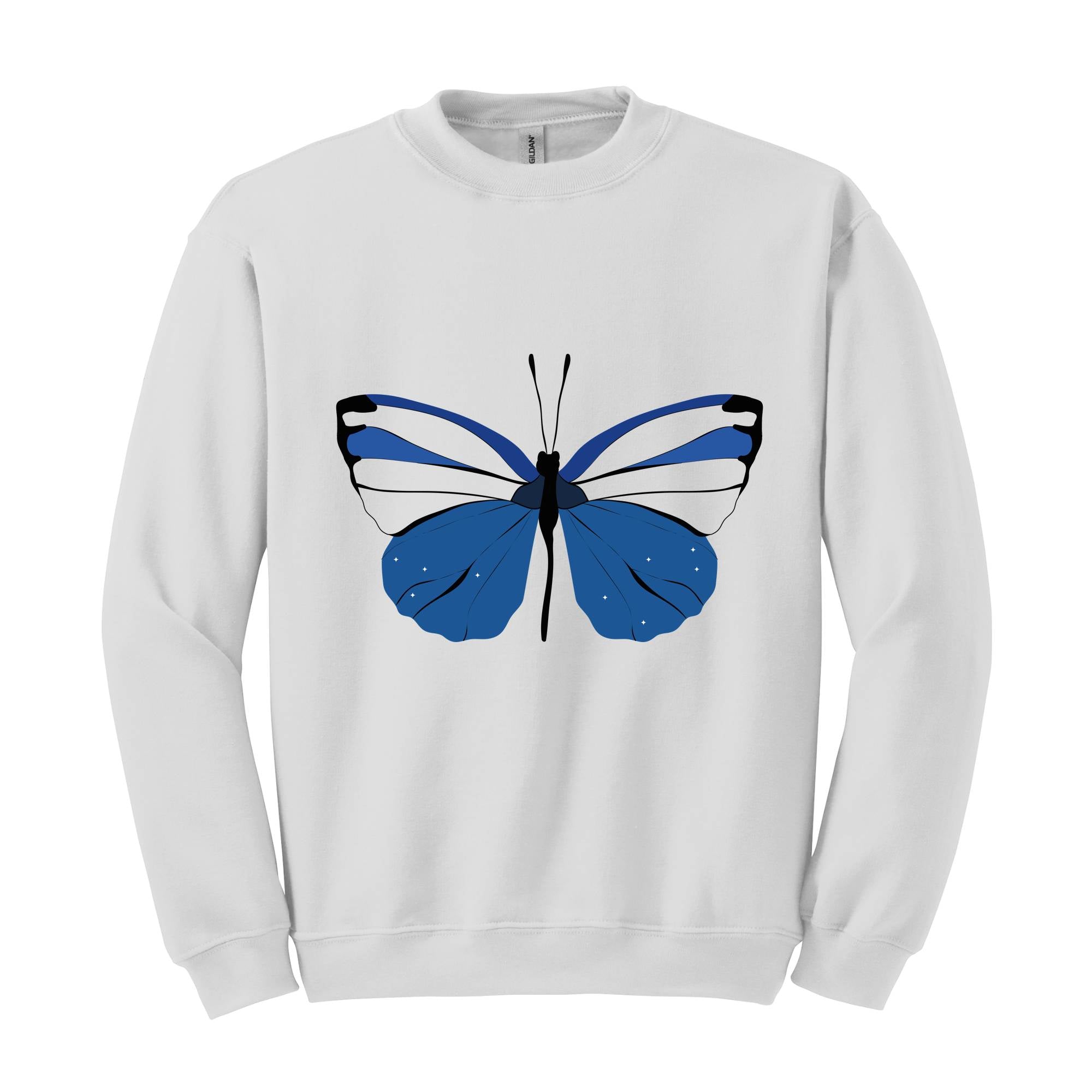 Blue Butterfly Sweatshirt, Butterfly Lover Sweatshirt, Butterfly Hoodie, Butterflies Sweater, Blue Lover Gift, Woman Butterfly Sweatshirt