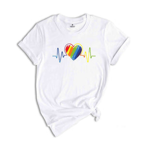 Pride Heart Shirt, Colored Heartbeat Tee, LGBTQ+ Heart T-Shirt, Pride Month, Love is Love Tee, Cute Pride Shirt, Bisexual T-Shirt