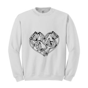 Boho Butterflies Heart Sweatshirt, Butterflies Sweatshirt, Heart Sweatshirt, Butterfly Lover Gift,Boho Sweatshirt