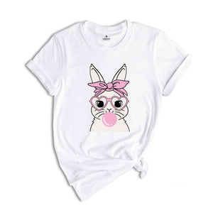 Bunny With Glasses Shirt, Easter Tshirt, Ladies Easter Bunny Tee, Easter Day Gift, Bunny With Glasses Tee