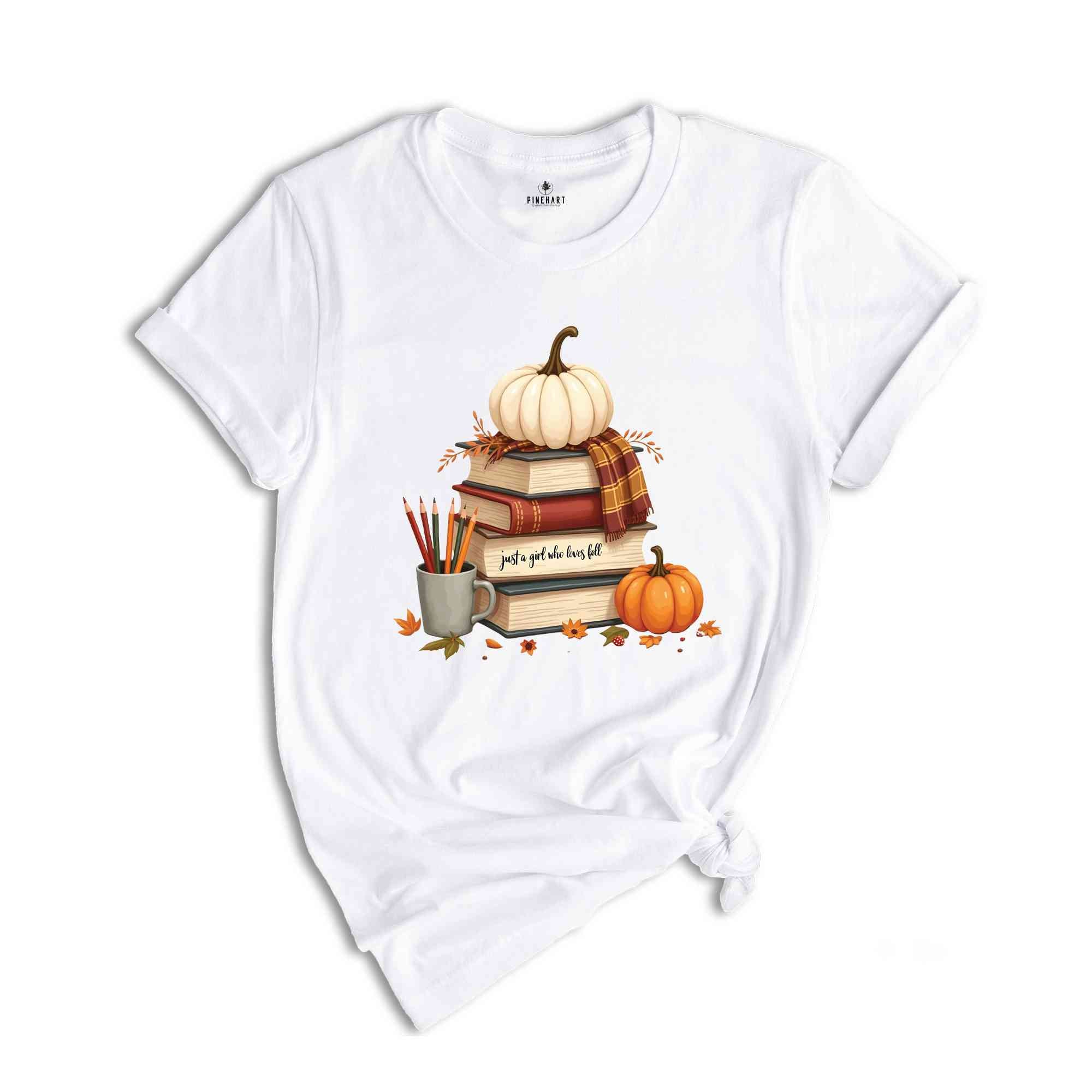 Fall Pumpkin Shirt, Thanksgiving T-Shirt, Book Lover Shirt, Autumn Tee, Pumpkin Lover Shirt, Bookish Tee, Fall Women's Tee