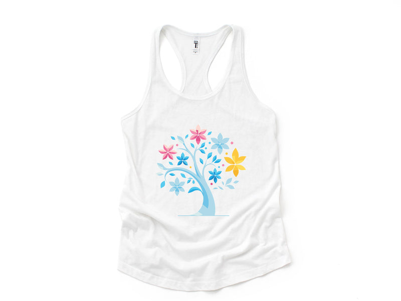 Sakura Tree Tank Top, Pansexual Pride Tank Top, Cute Sakura tree tank, Flowers Bloom Tank, Pansexual Tank Top