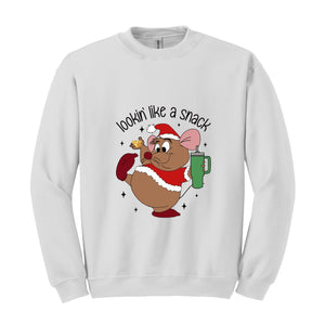 Lookin' Like A Snack Gus Christmas Sweatshirt, Funny Christmas Sweatshirt, Xmas Movie Sweater, Disneyland Christmas Sweatshirt