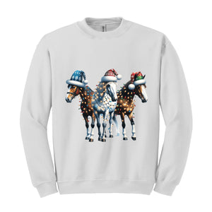 Cute Christmas Horse Sweatshirt, Cowboy Christmas Shirt, Horse Lover Gifts, Funny Christmas Sweat, Farm Christmas Sweatshirt