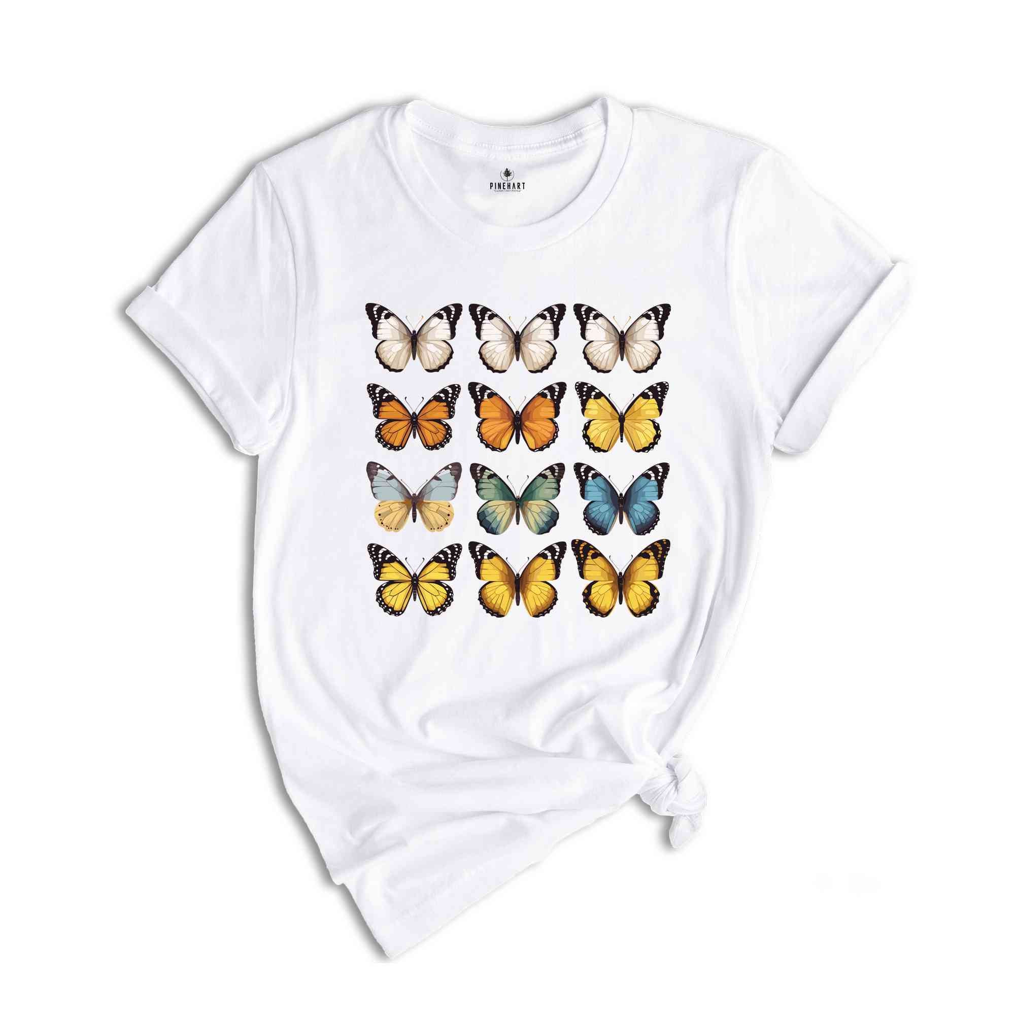 Butterfly Shirt, Butterflies Tee, Vintage Shirt, Minimalist T-Shirt, Tee Floral Shirt, Retro Butterflies Shirt, Nature Lover Shirt