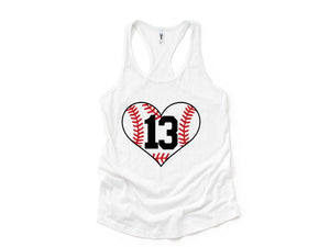 Personalized Heart Baseball Mom Shirt, Custom Baseball Mom Tank, Mom Shirt, Sports Mom Tank Top, Sports Tank