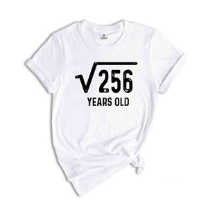 Square Root of 256 Shirt, 16th Birthday Shirt, 16th Year Old Gift, 16th Birthday Shirt, Sweet 16 Shirt, Sweet Sixteen Shirt, Birthday Tee