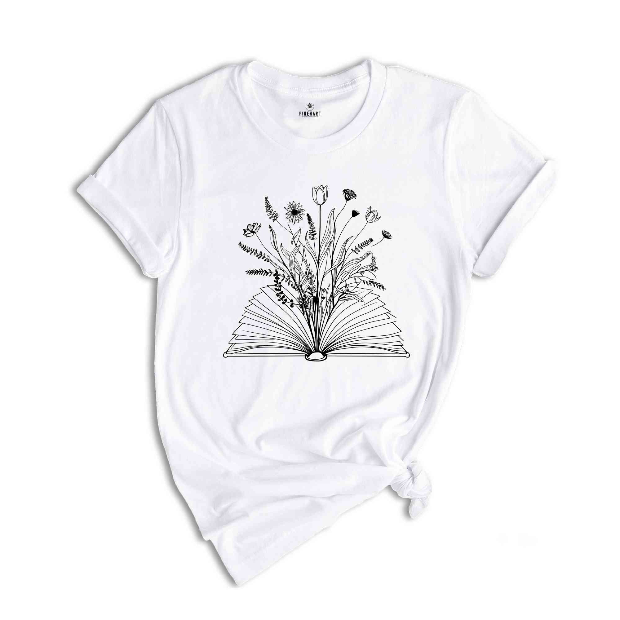 Floral Book Shirt, Reading Book Shirt, Flower Shirts, Book Flowers Shirt, Gifts for Bookworm, Librarian Shirts